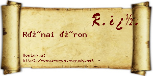 Rónai Áron névjegykártya